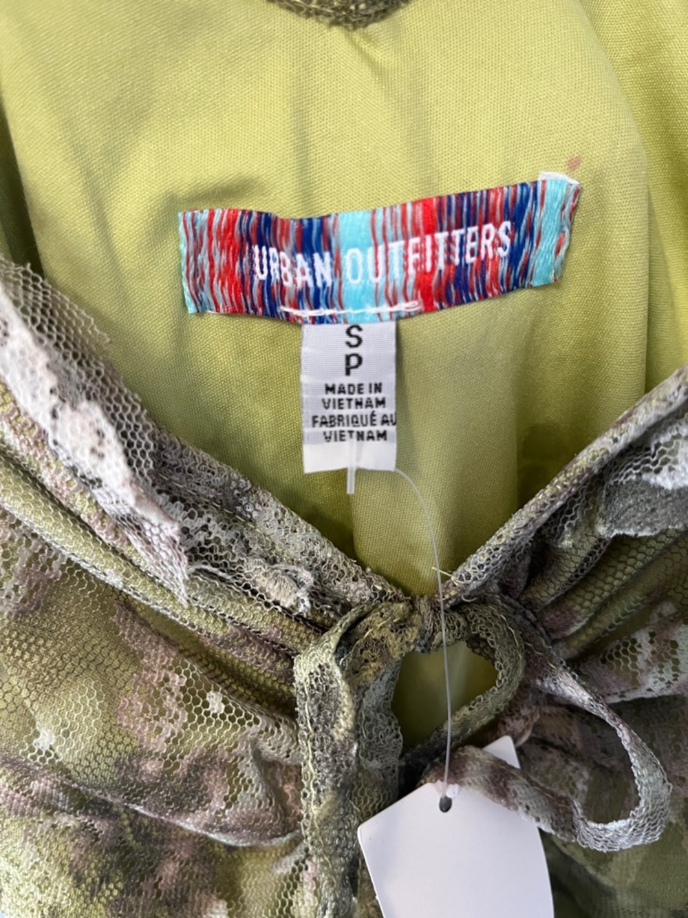 Urban Outfitters Olive Green Lace-Trim Asymmetrical Slip Dress - Picture 3 of 11